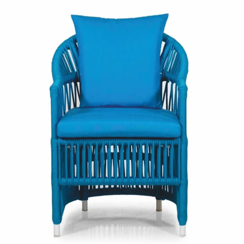 Casa Padrino Luxus Gartenstuhl mit Armlehnen Blau H. 82 cm - Garten & Terrassen Möbel