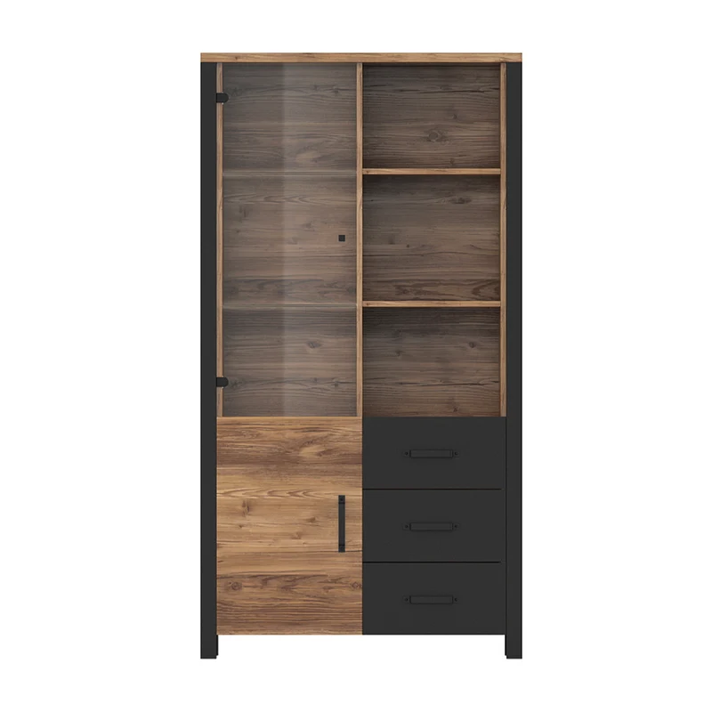 Vaisselier 2 portes 3 tiroirs Lyam Bois et Noir