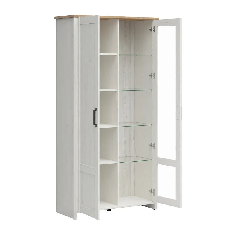 Vaisselier 2 portes Aksel Blanc et Bois