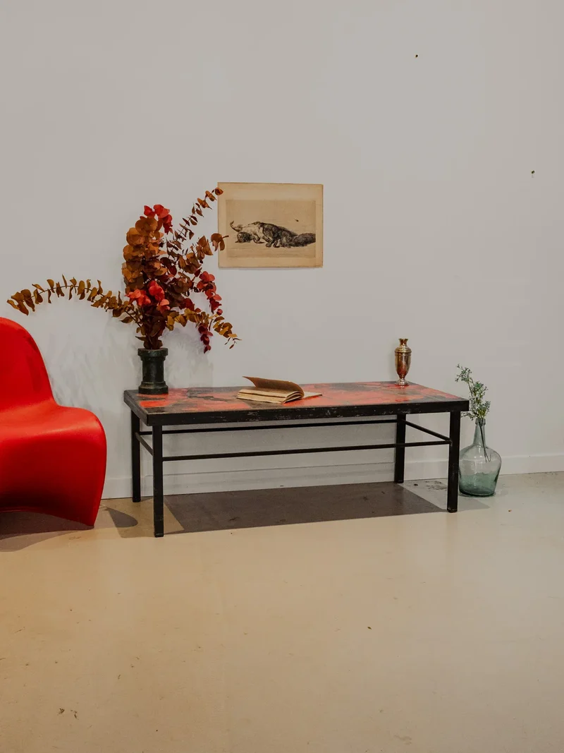 Donna, la table basse en céramique et fer noir N°925