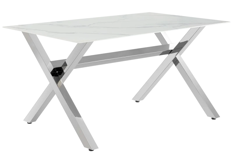 Table marbre blanc et 4 chaises X argent - Cross