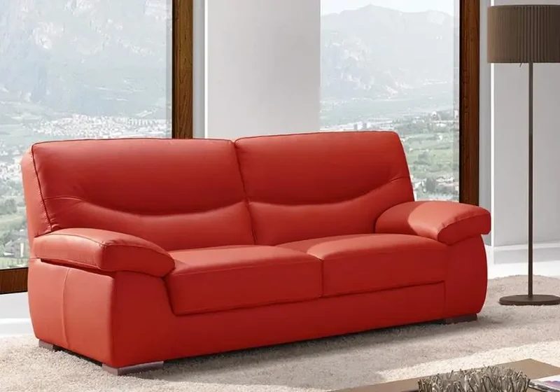 Canapé design droit ou angle en cuir rouge - Angel