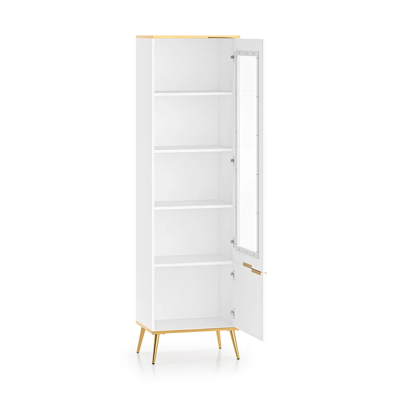 Vitrine 2 portes Zora Blanc et Doré