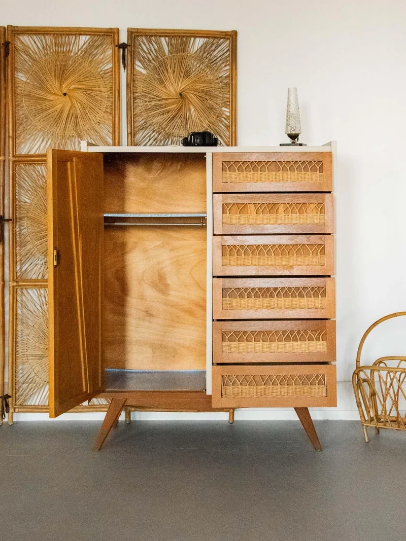 Blandine, l'armoire en bois et osier N°392