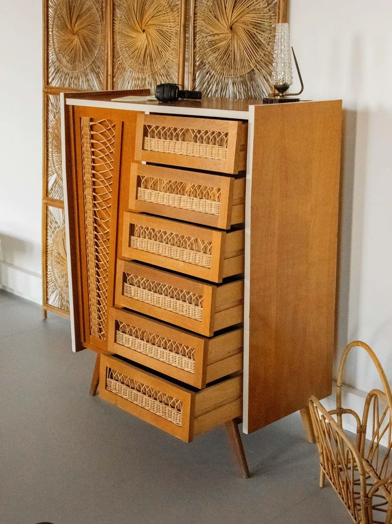 Blandine, l'armoire en bois et osier N°392