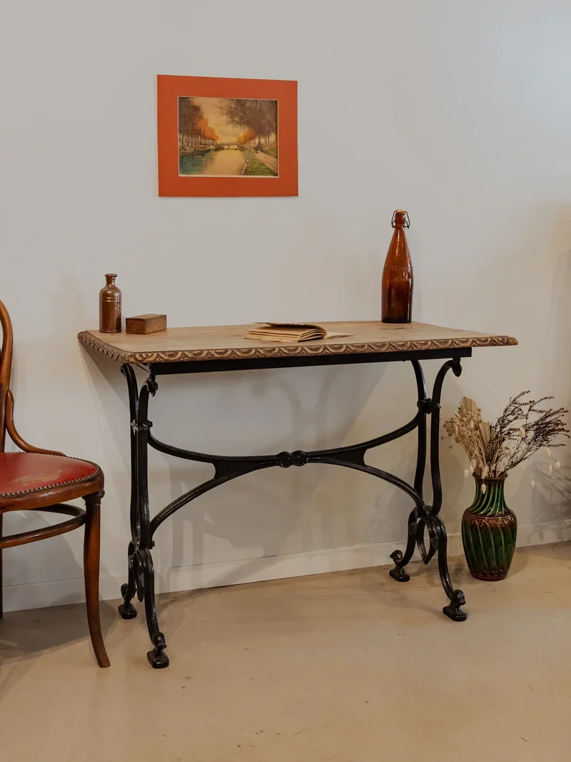 Francine, la table d'appoint en bois et métal noir N°861