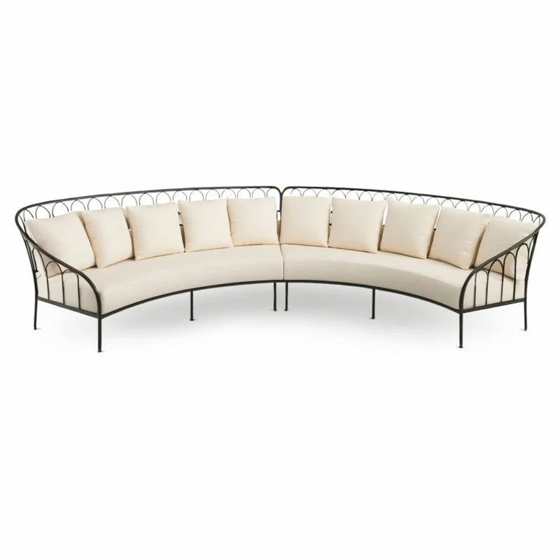 Casa Padrino Luxus Schmiedeeisen Sofa Schwarz / Creme 476 cm - Hotel & Garten Sofa