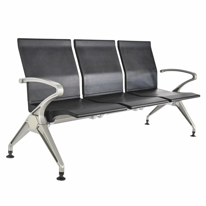 Casa Padrino 3er Besucherbank / Wartezimmerbank Schwarz / Grau 180 cm - Wartezimmer Möbel