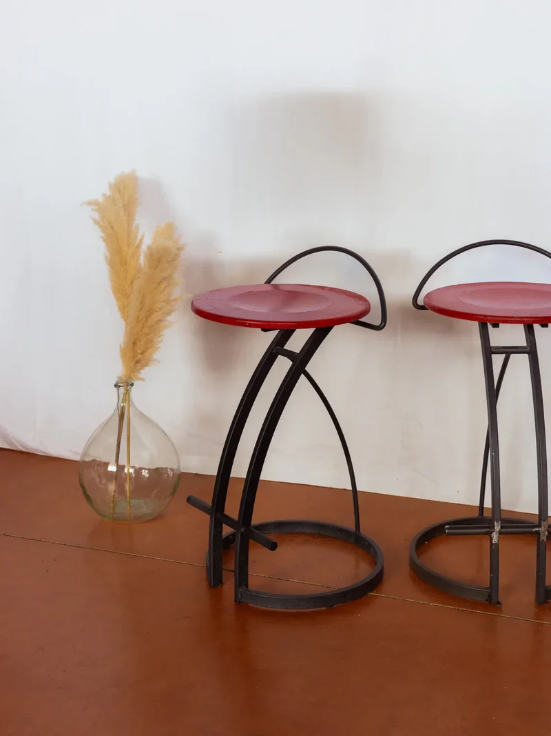 Gaston, la paire de tabourets de bar bois et métal N°154