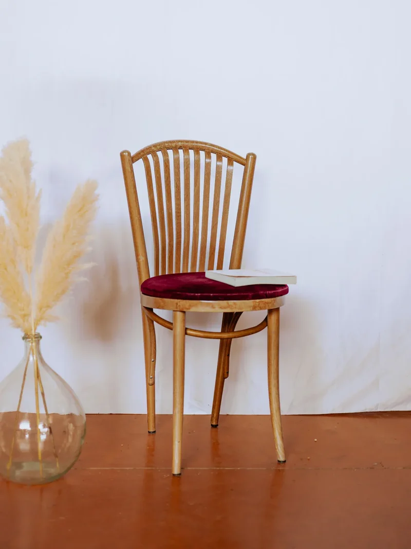 Claude, la paire de chaises rouges en bois clair N°1111