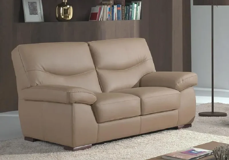 Canapé design droit ou angle en cuir taupe - Angel