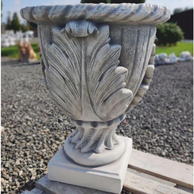 Casa Padrino Barock Blumentopf Grau H. 74 cm - Barockstil Garten Deko Pflanzentopf