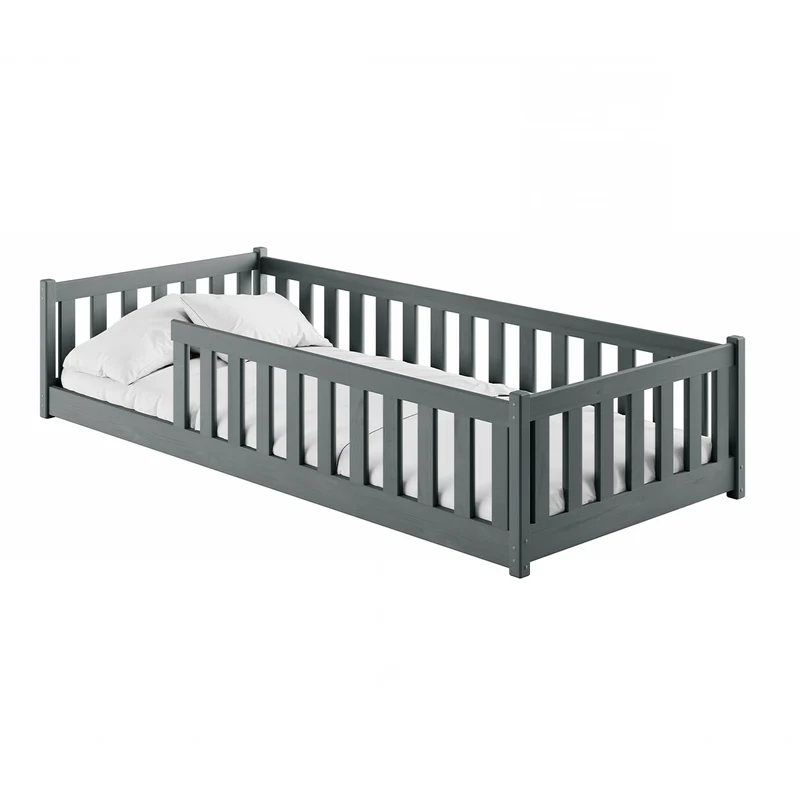 Lit au sol 80x160 sommier inclus Maya Anthracite