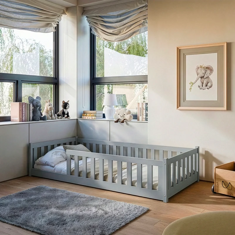 Lit au sol 80x160 sommier inclus Maya Gris
