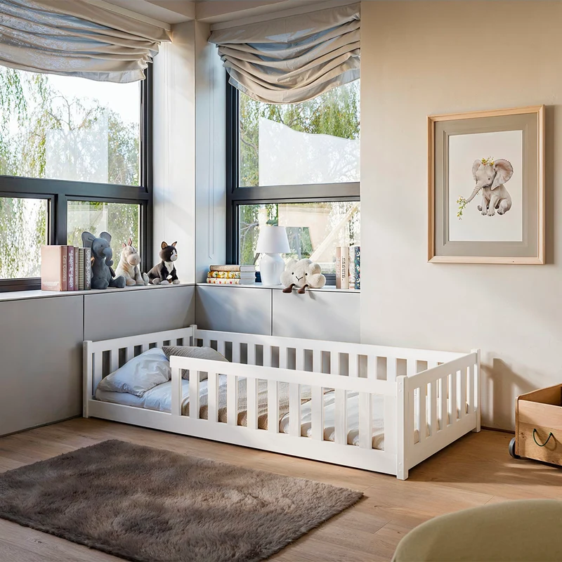 Lit au sol 80x160 sommier inclus Maya Blanc