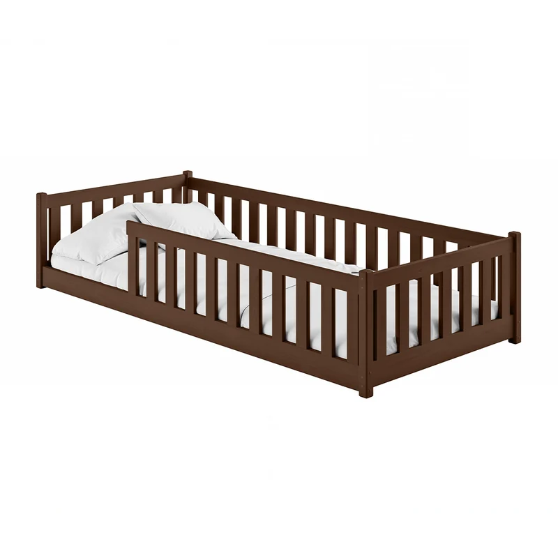 Lit au sol 90x190 sommier inclus Maya Marron foncé