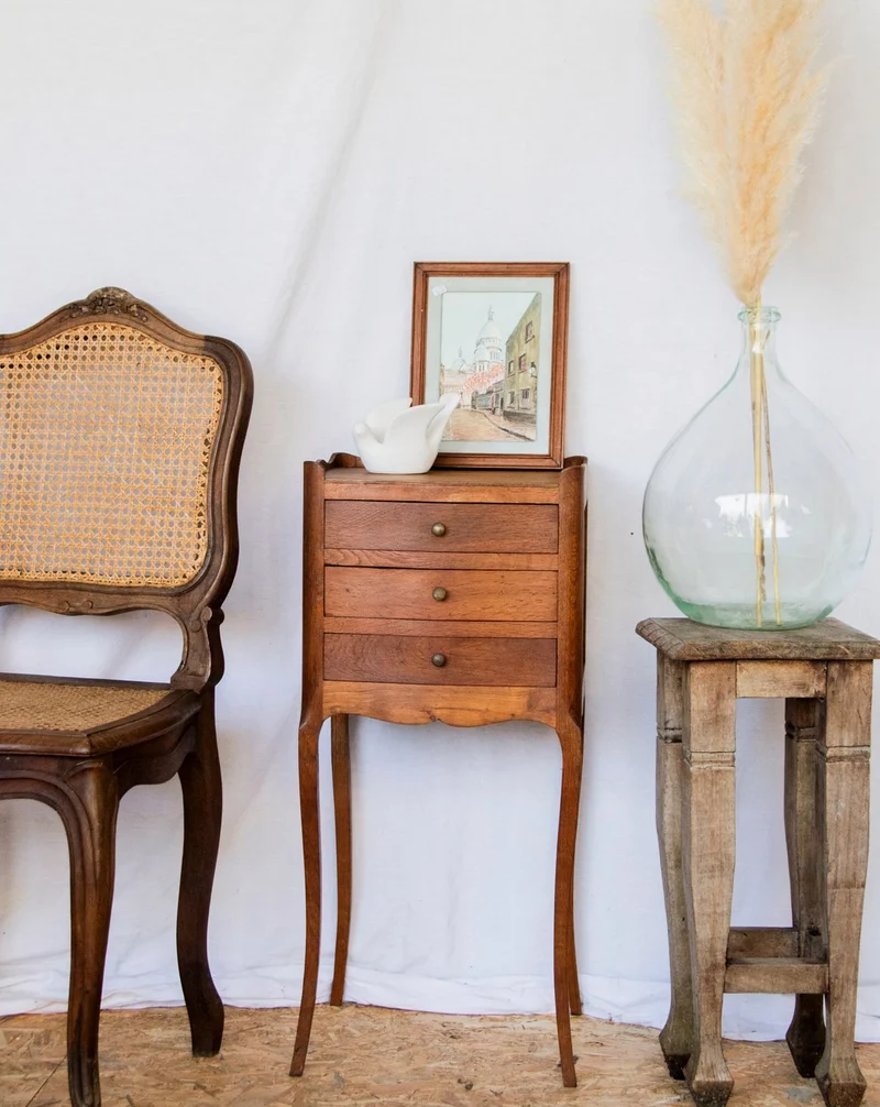 Odile, la table de chevet haute en bois N°1251