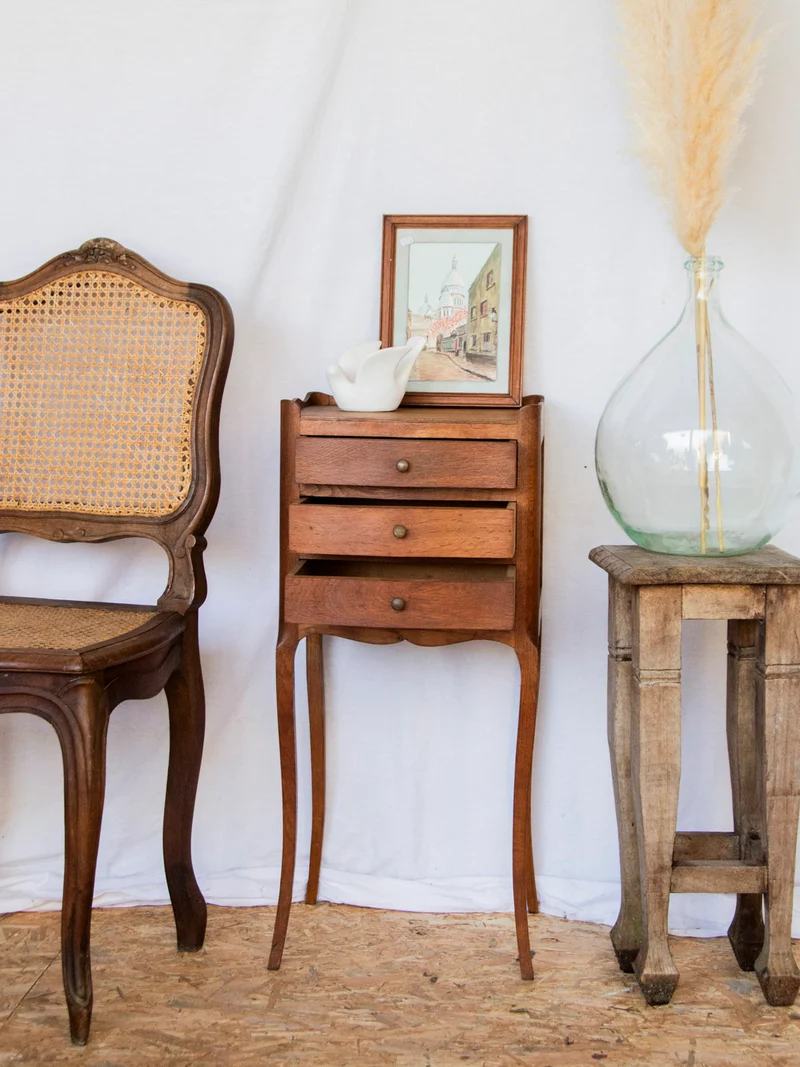 Odile, la table de chevet haute en bois N°1251