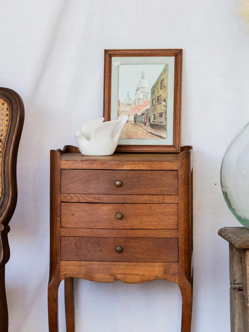 Odile, la table de chevet haute en bois N°1251