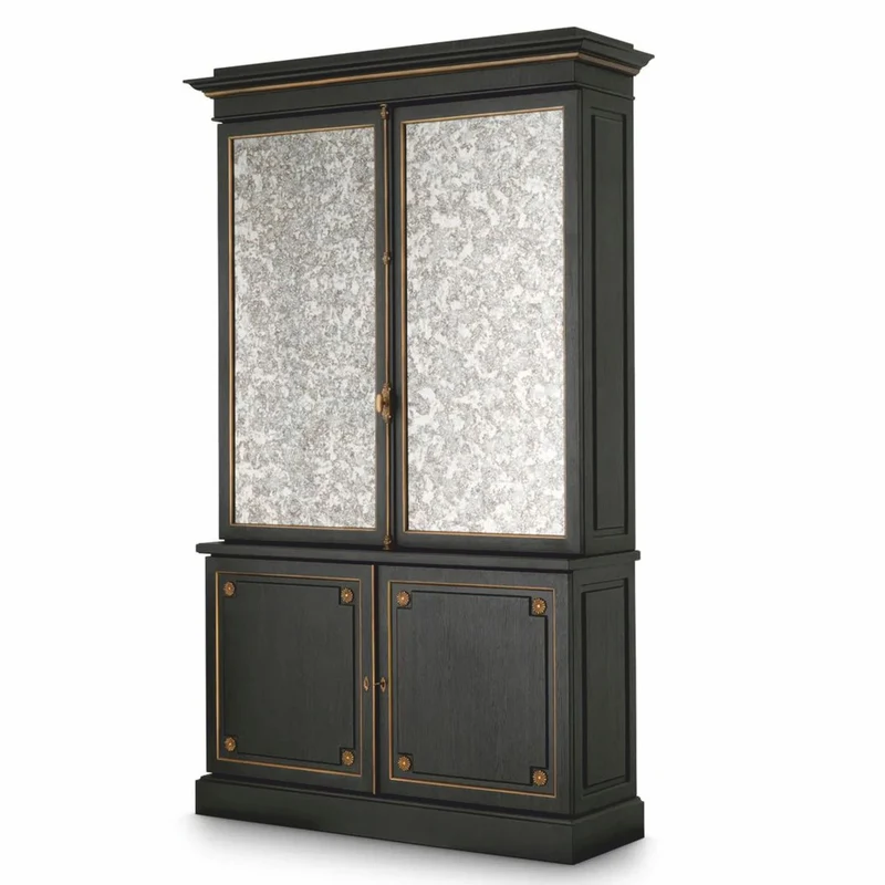 Casa Padrino Luxus Barschrank Schwarz 153 x H. 250 cm - Luxus Bar Möbel