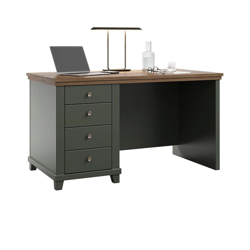 Bureau 4 tiroirs Martin Vert et Bois