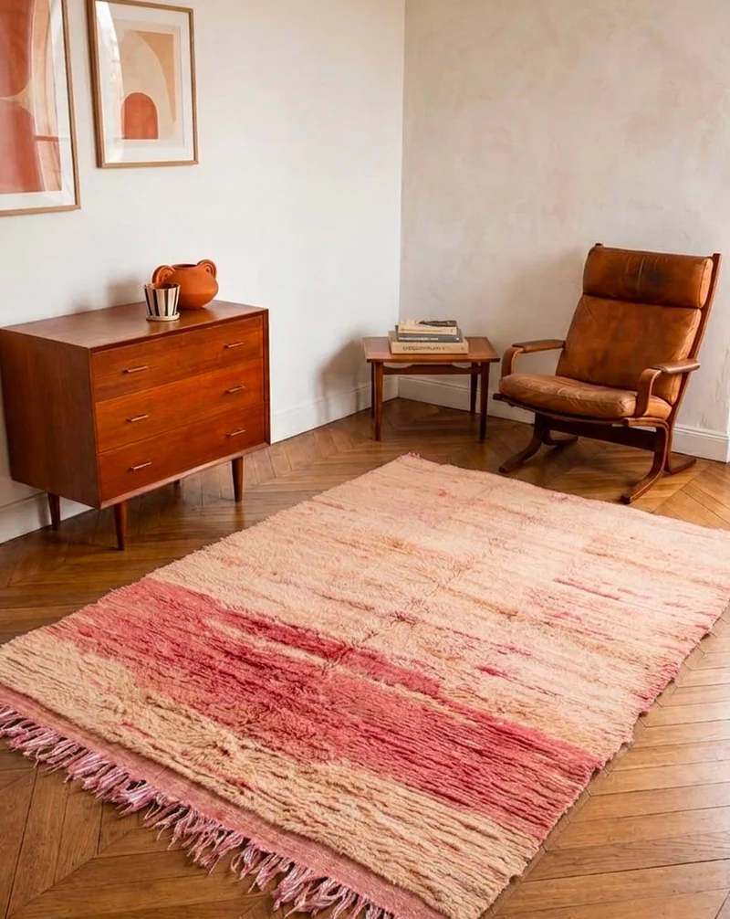 Olivier, le tapis de l'Atlas orange en laine naturelle N°20