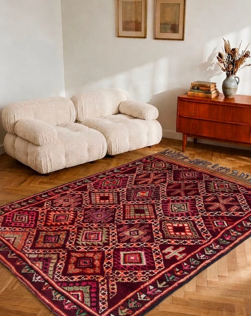 Olivier, le tapis de l'Atlas multicolore en laine N°16