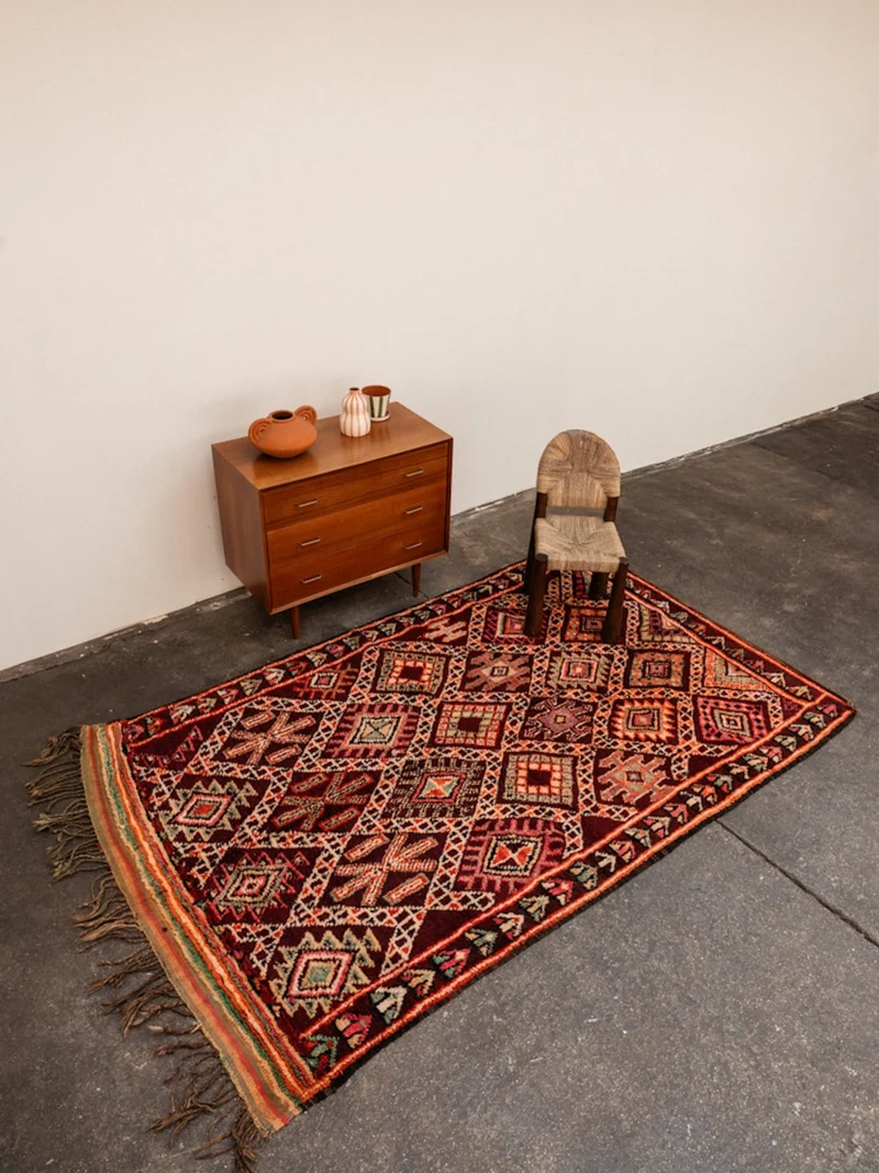 Olivier, le tapis de l'Atlas multicolore en laine N°16