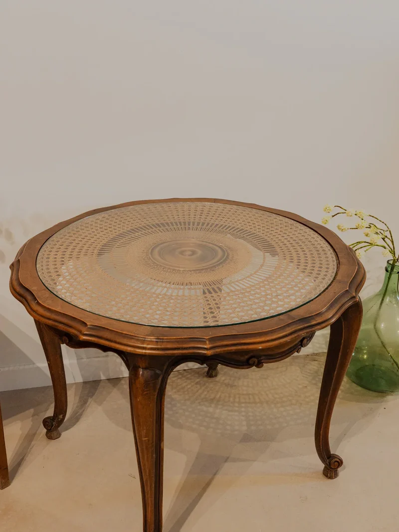 Francine, la table d'appoint en bois et verre N°859