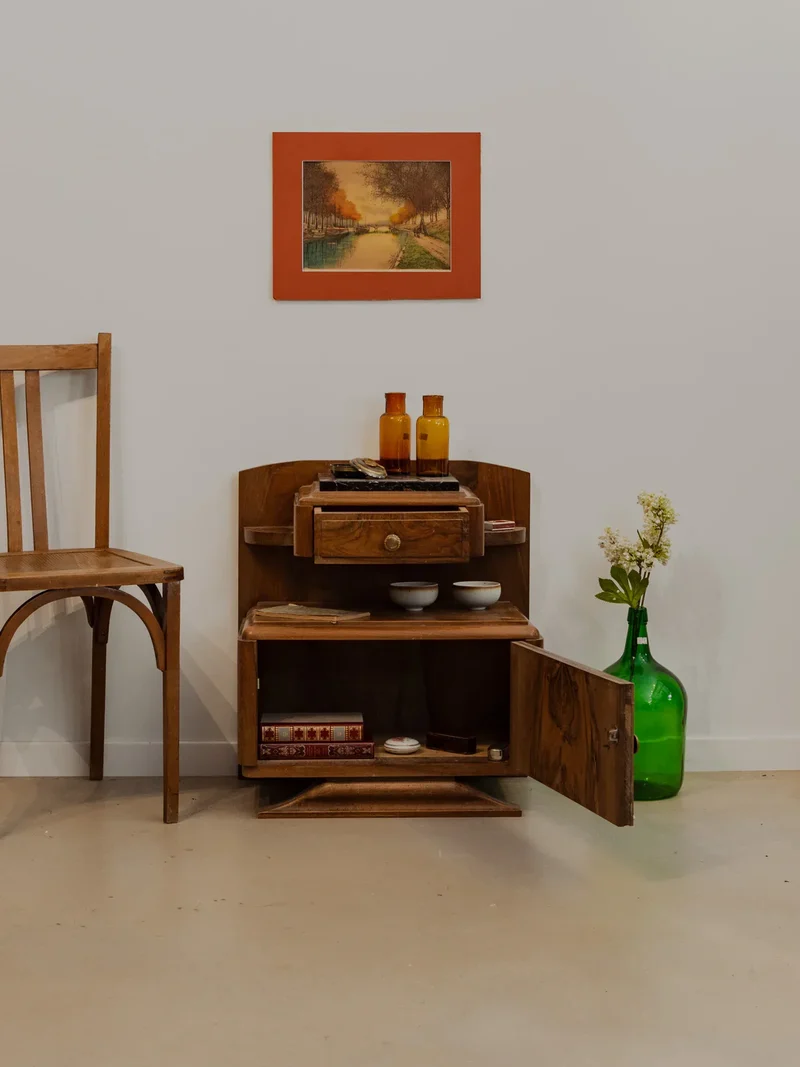 Odile, la table de chevet Art Déco en bois N°1297