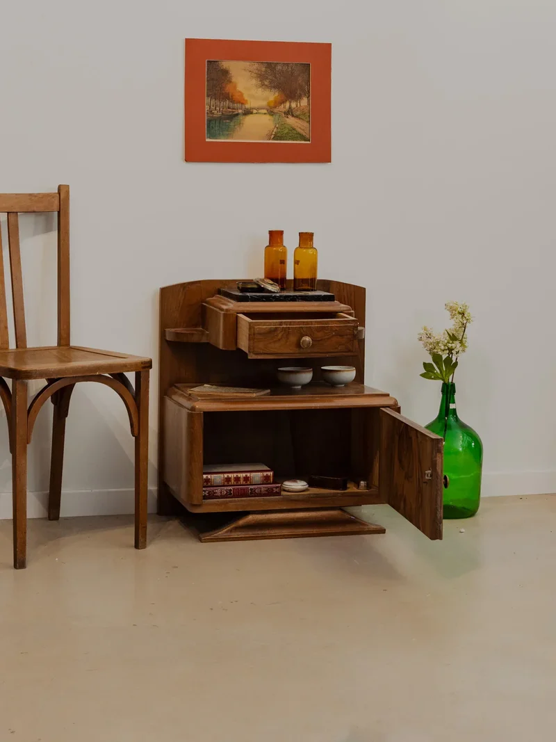 Odile, la table de chevet Art Déco en bois N°1297