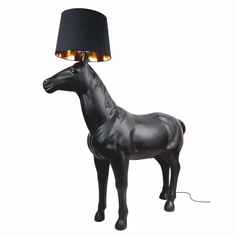 Casa Padrino XXL Stehleuchte Pferd Matt Schwarz 235 x H. 240 cm - Tier Stehleuchte