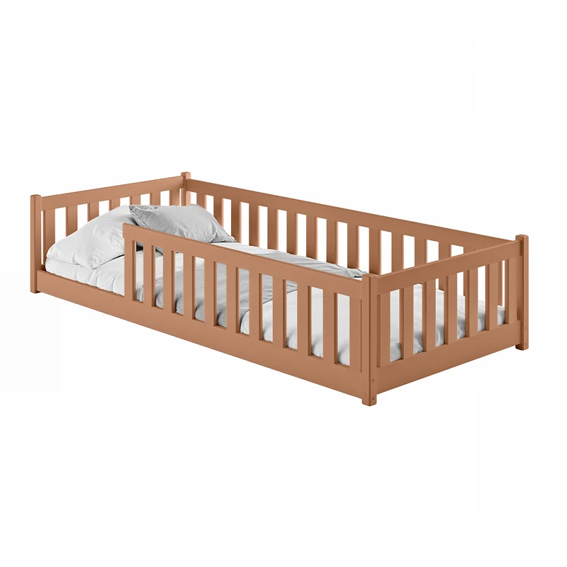 Lit au sol 90x200 sommier inclus Maya Marron
