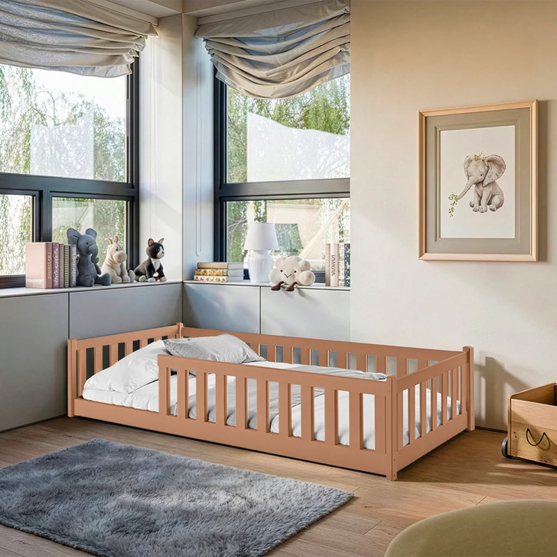 Lit au sol 90x190 sommier inclus Maya Marron