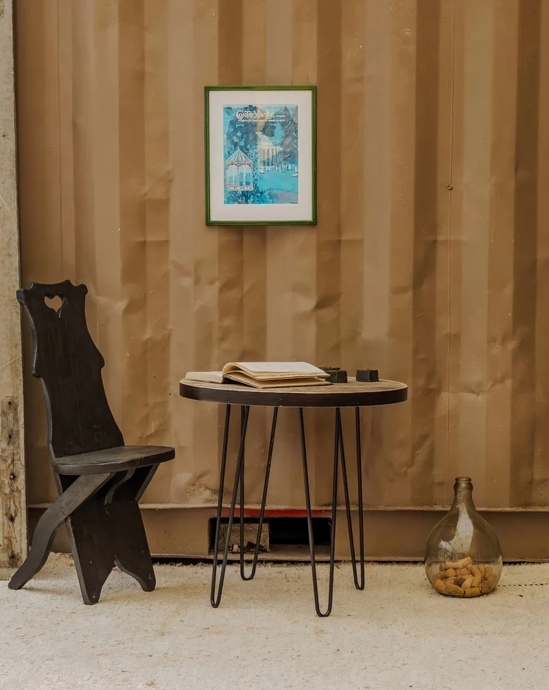 Léonie, la table basse ronde en bois et métal N°855