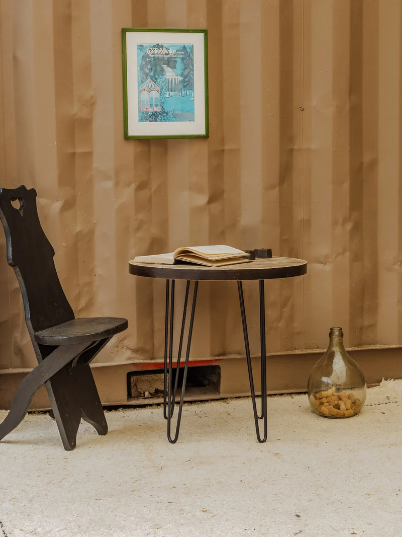 Léonie, la table basse ronde en bois et métal N°855