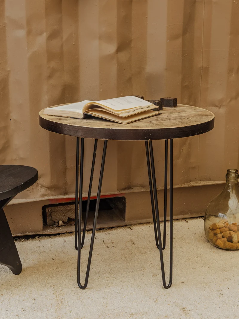 Léonie, la table basse ronde en bois et métal N°855