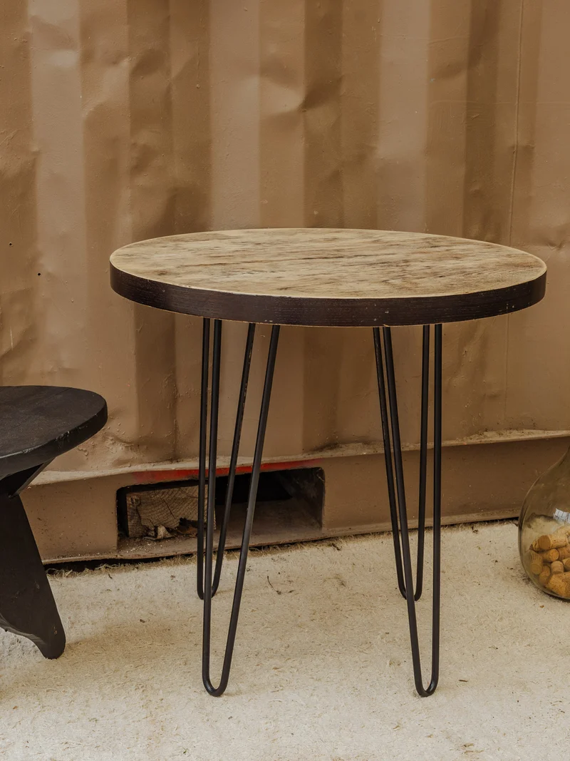Léonie, la table basse ronde en bois et métal N°855