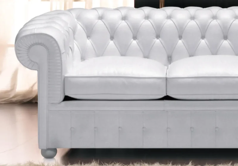 Canapé cuir blanc capitonné CHESTERFIELD