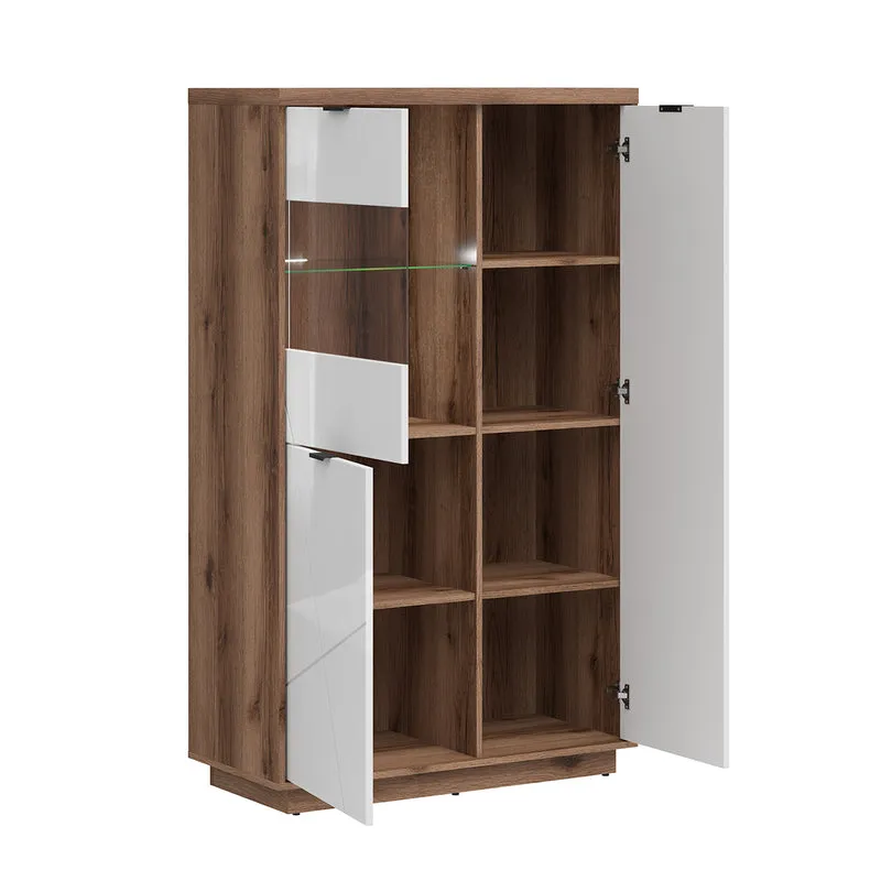 Vitrine 3 portes Sven Blanc et Bois
