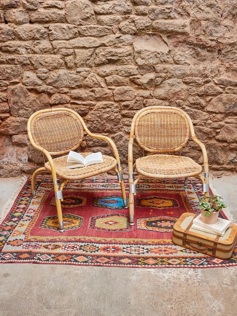 Ernest, la paire de fauteuils en osier N°819