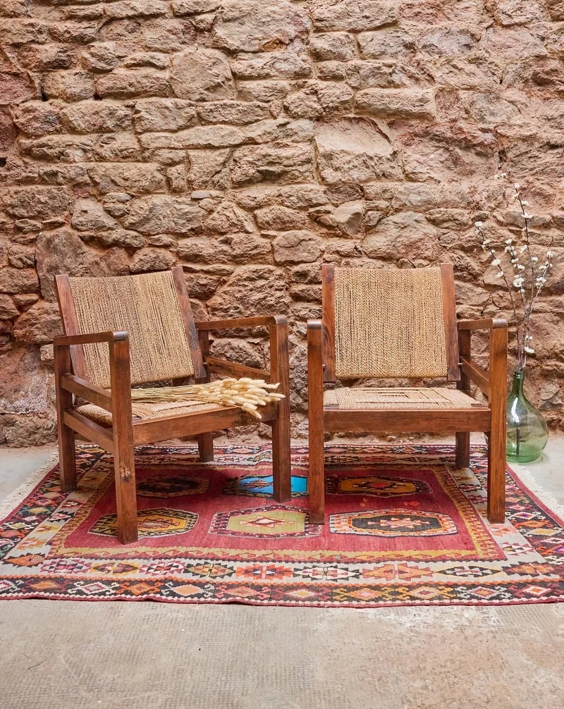Ernest, la paire de fauteuils en cordes des années 50 N°812