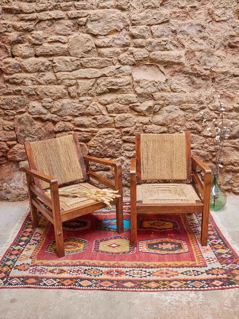 Ernest, la paire de fauteuils en cordes des années 50 N°812