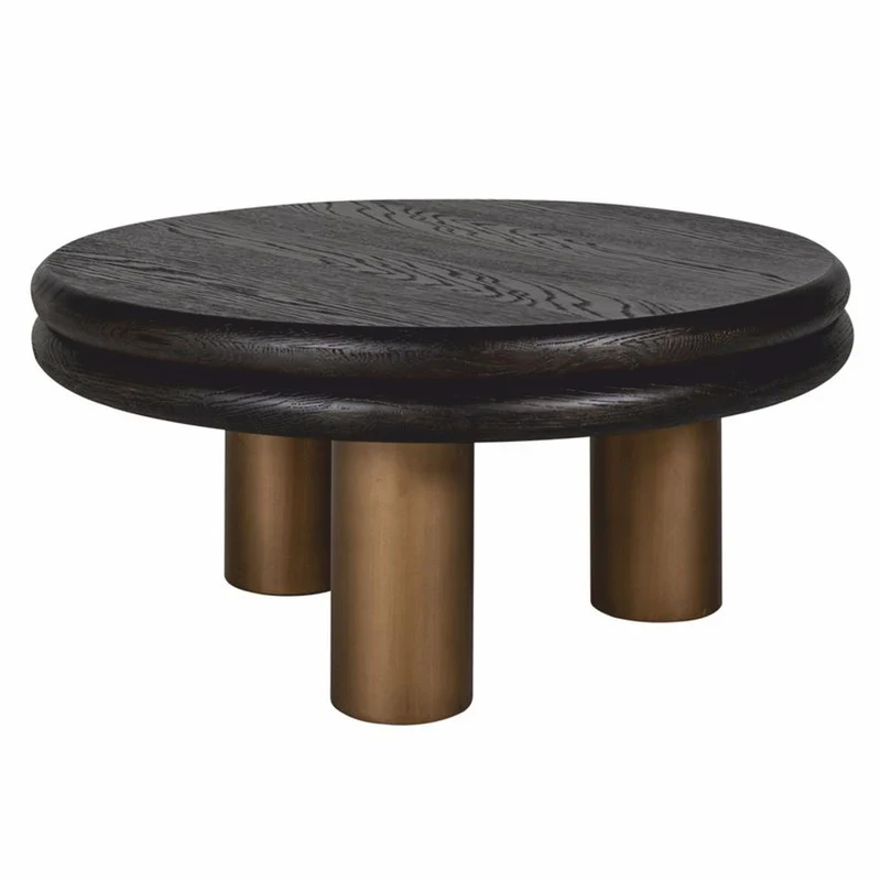 Casa Padrino Luxus Couchtisch Schwarz / Bronze 80 cm - Luxus Wohnzimmer Möbel