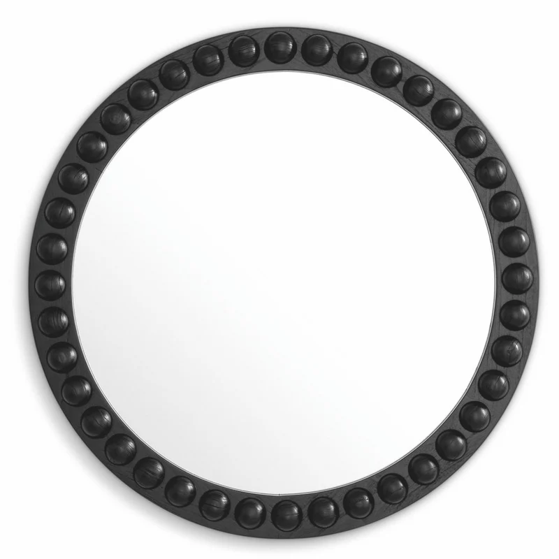 Casa Padrino Luxus Spiegel Schwarz Ø 80 cm - Runder Luxus Wandspiegel