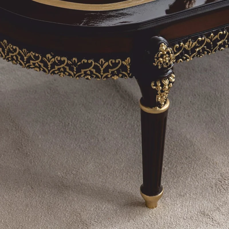 Casa Padrino Luxus Barock Wohnzimmer Set Naturfarben / Dunkelbraun / Gold - Barock Möbel