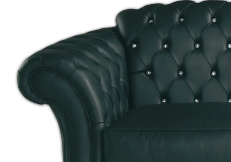 Canapé cuir noir capitonné swarosky CIANA
