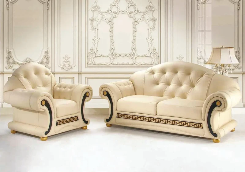 Canapé cuir versace capitonné LOUIS