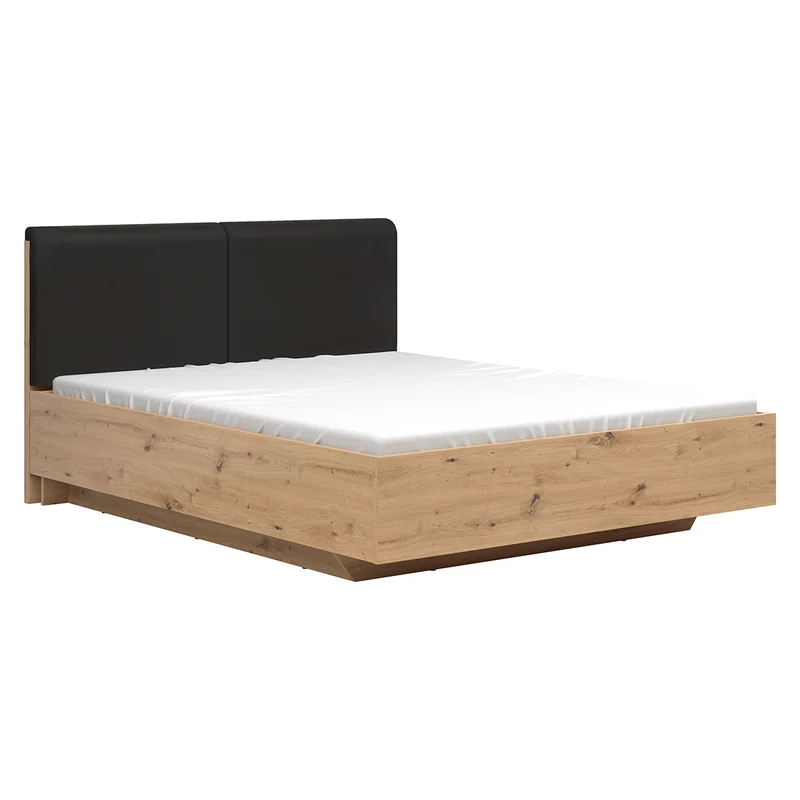 Lit coffre 160x200 ouverture latérale sommier inclus Mao Bois