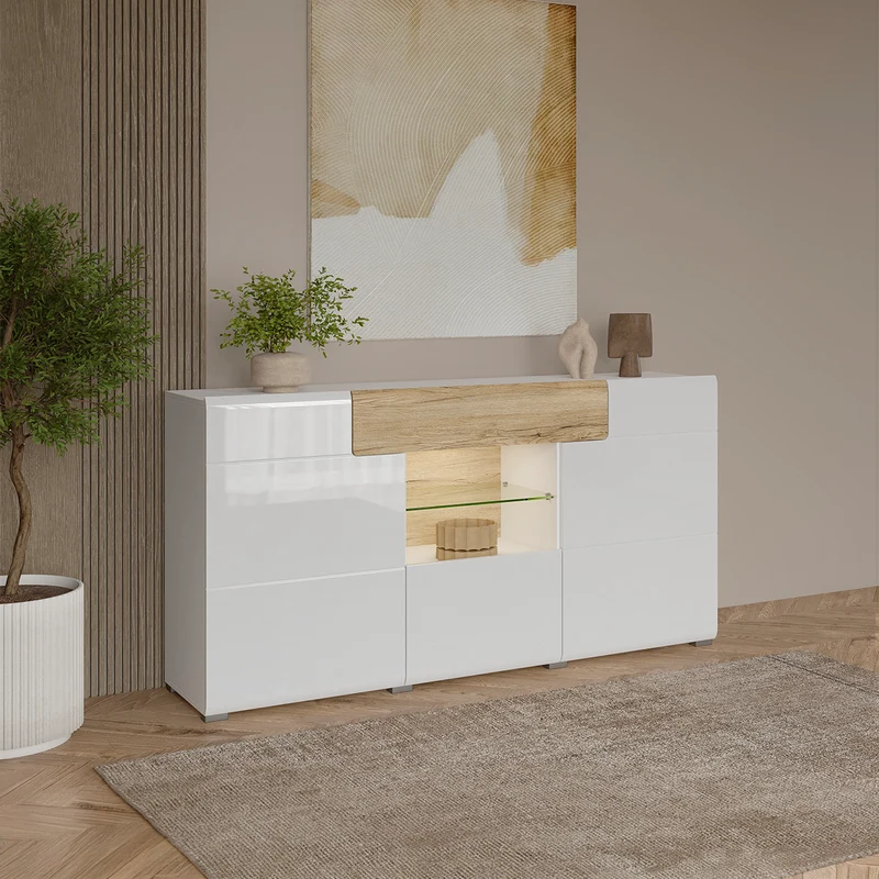 Buffet 3 portes 1 tiroir Jules Blanc et Bois